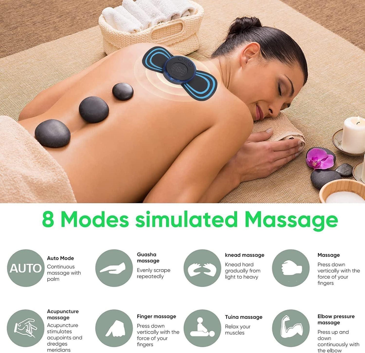 Electric full body Massager - Blood Circulation, Pain Relief with 8 Modes & 19 Strength Levels.